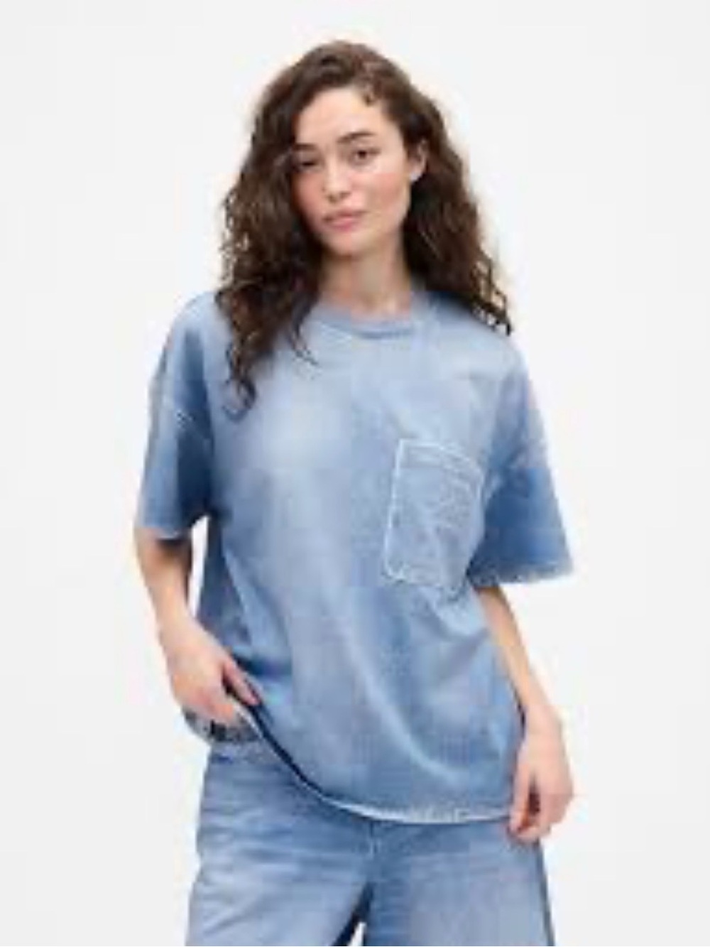 GAP x BÉIS Denim Pocket T-Shirt XXS/XS Relaxed Fit Oversized Blue